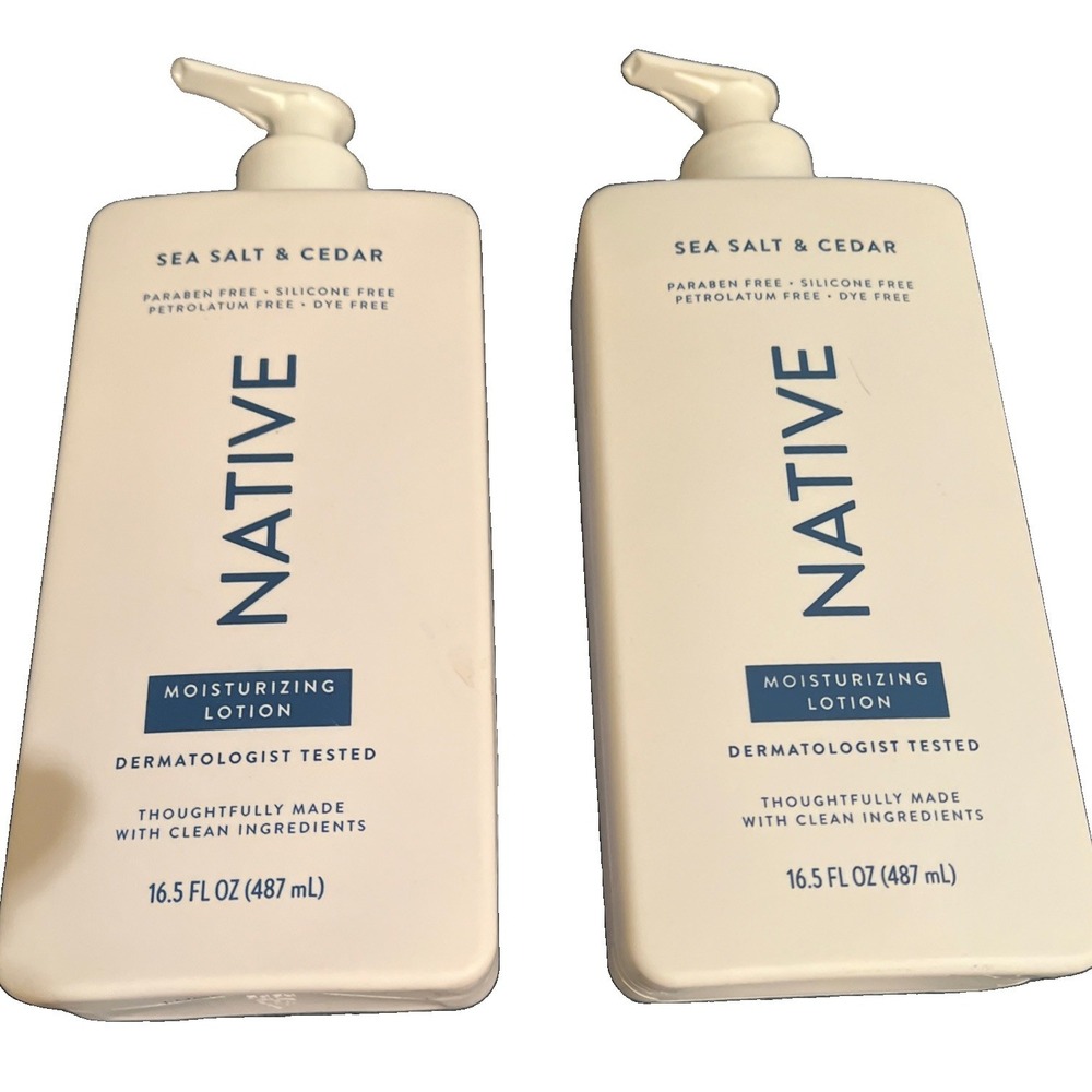 Native Moisturizing Body Lotion Sea Salt & Cedar, 16.5 oz X 2 Bottles